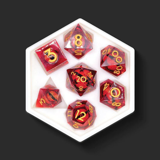 Allseer's Curse red dragon eye dice set top view